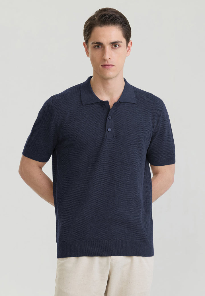 Felix Hardy Homme Basique Polo en Tricot - Bleu marine