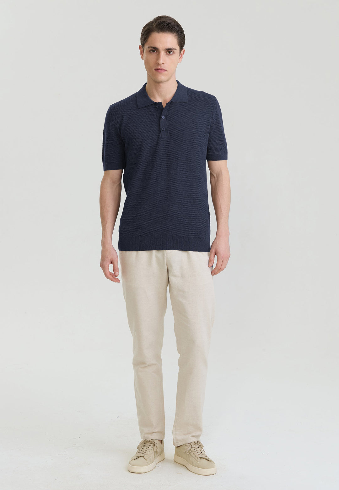 Felix Hardy Homme Basique Polo en Tricot - Bleu marine