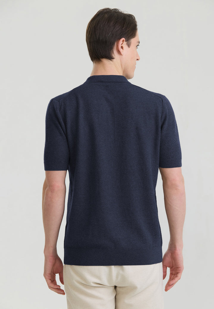 Felix Hardy Homme Basique Polo en Tricot - Bleu marine