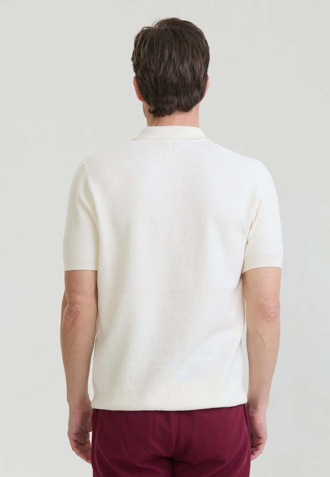 Felix Hardy Homme Basique Polo en Tricot - Écru