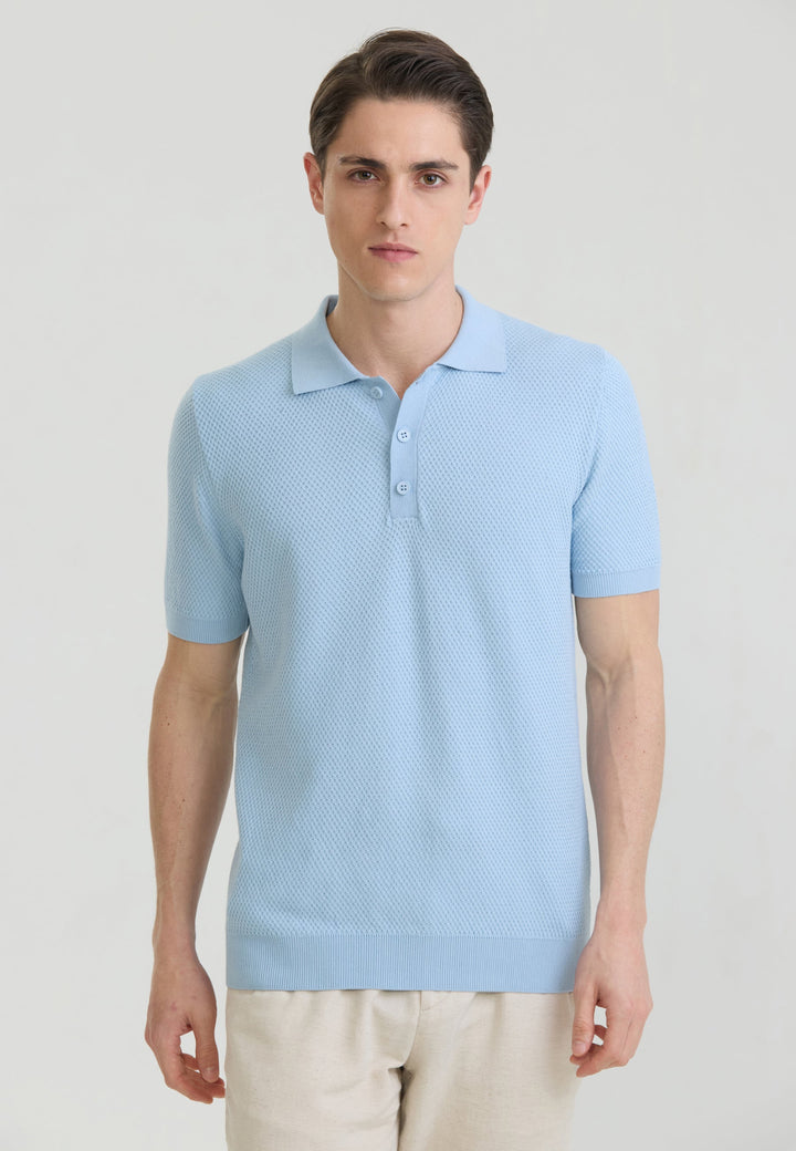 Felix Hardy Homme Basique Polo en Tricot - Bleu