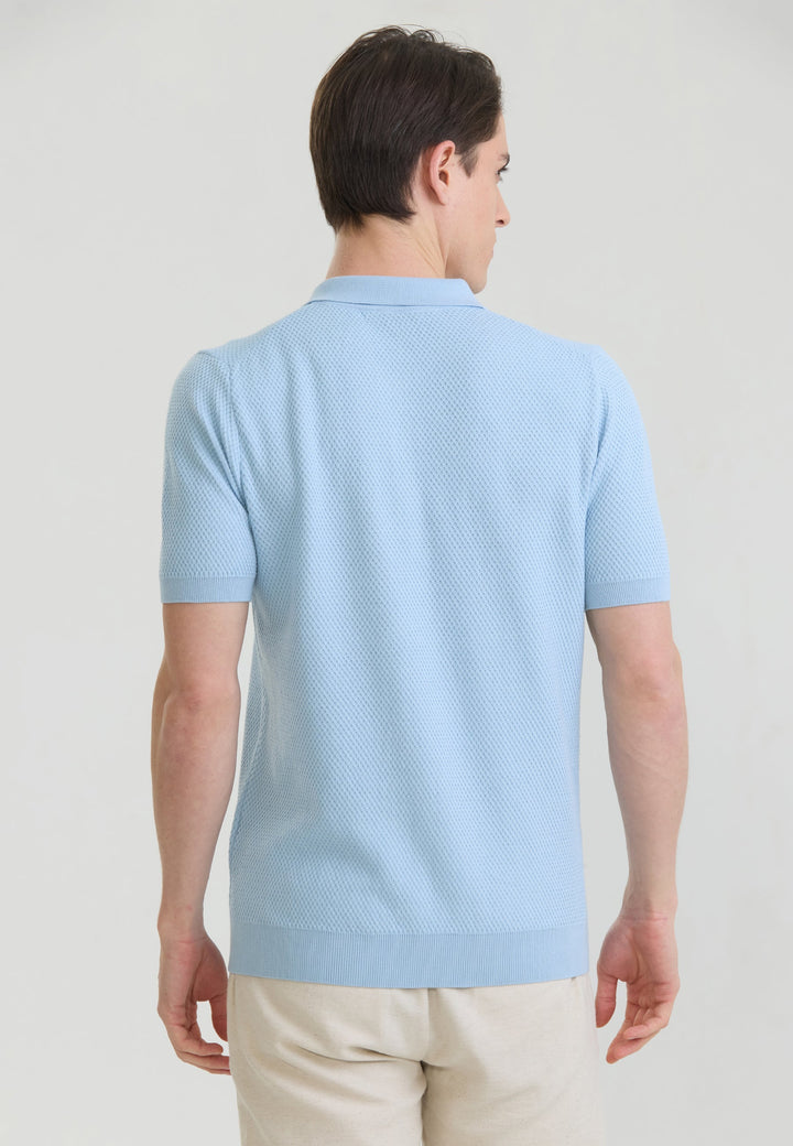 Felix Hardy Homme Basique Polo en Tricot - Bleu