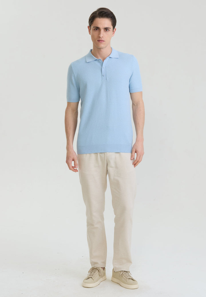 Felix Hardy Homme Basique Polo en Tricot - Bleu