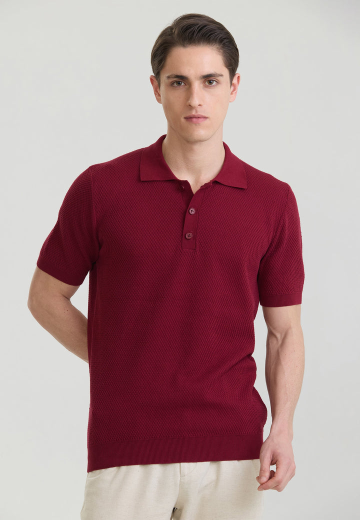 Felix Hardy Homme Basique Polo en Tricot - Bordeaux