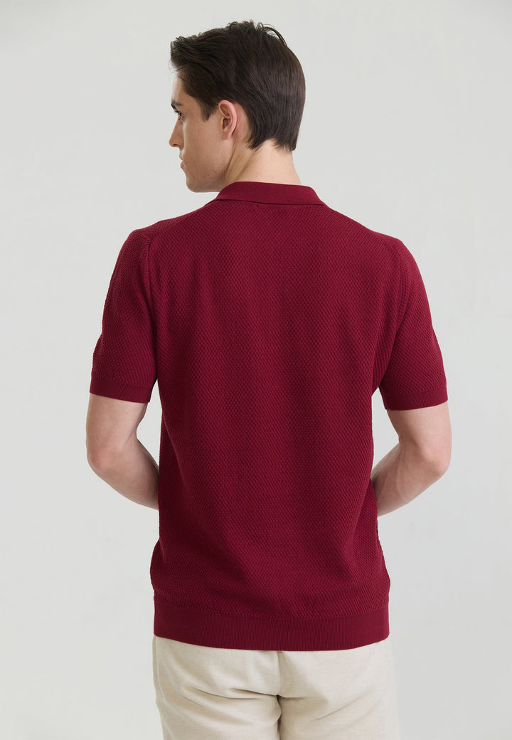 Felix Hardy Homme Basique Polo en Tricot - Bordeaux