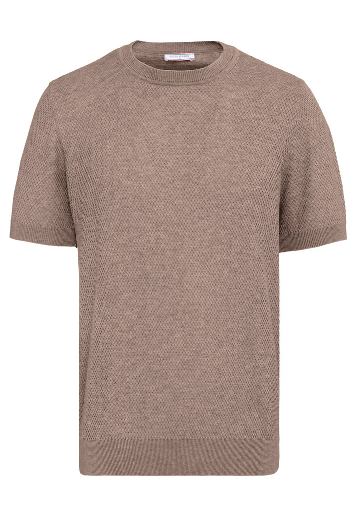 Felix Hardy T-shirt en tricot à col rond pour homme - Marron