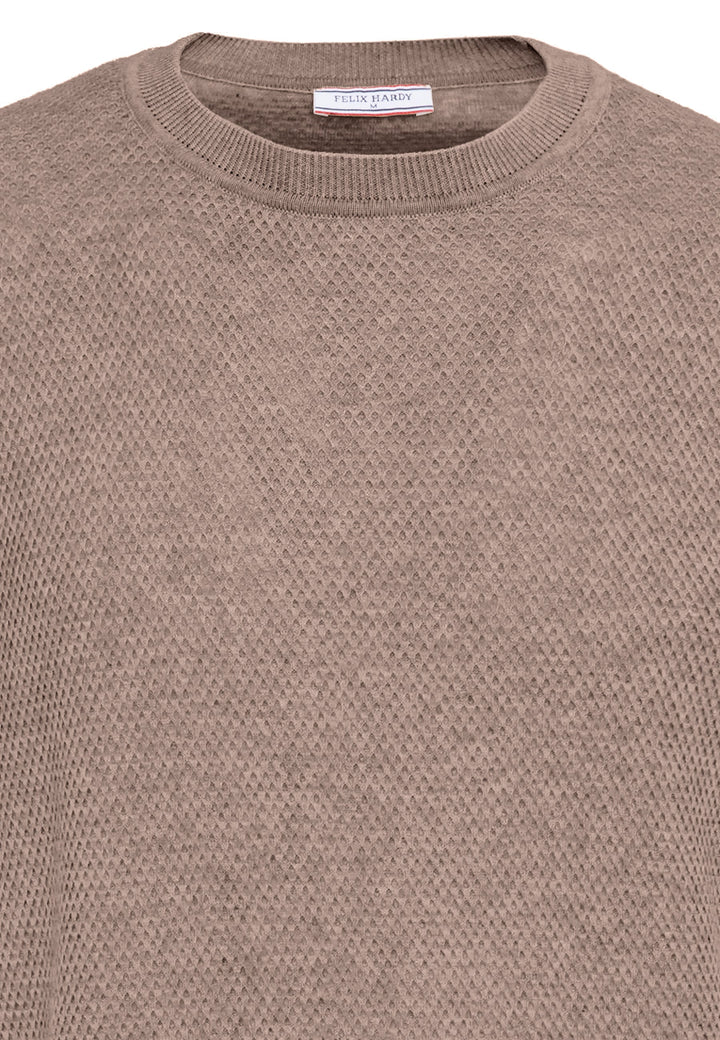 Felix Hardy T-shirt en tricot à col rond pour homme - Marron