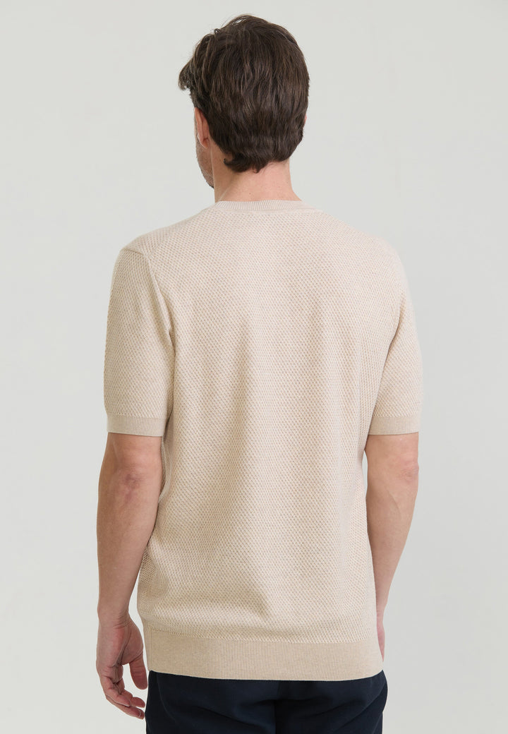 Felix Hardy T-shirt en tricot à col rond pour homme - Beige
