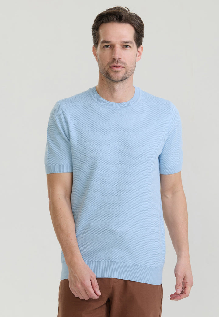 Felix Hardy T-shirt en tricot à col rond pour homme - Bleu