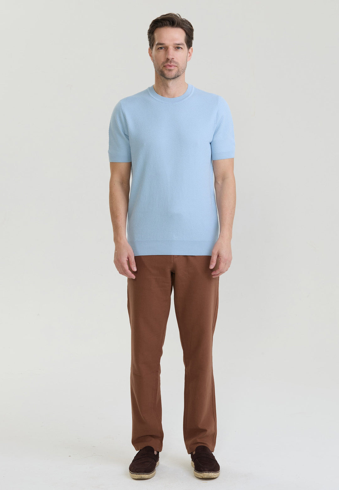 Felix Hardy T-shirt en tricot à col rond pour homme - Bleu