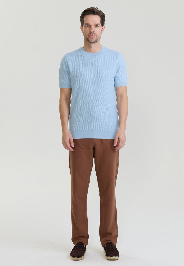 Felix Hardy T-shirt en tricot à col rond pour homme - Bleu