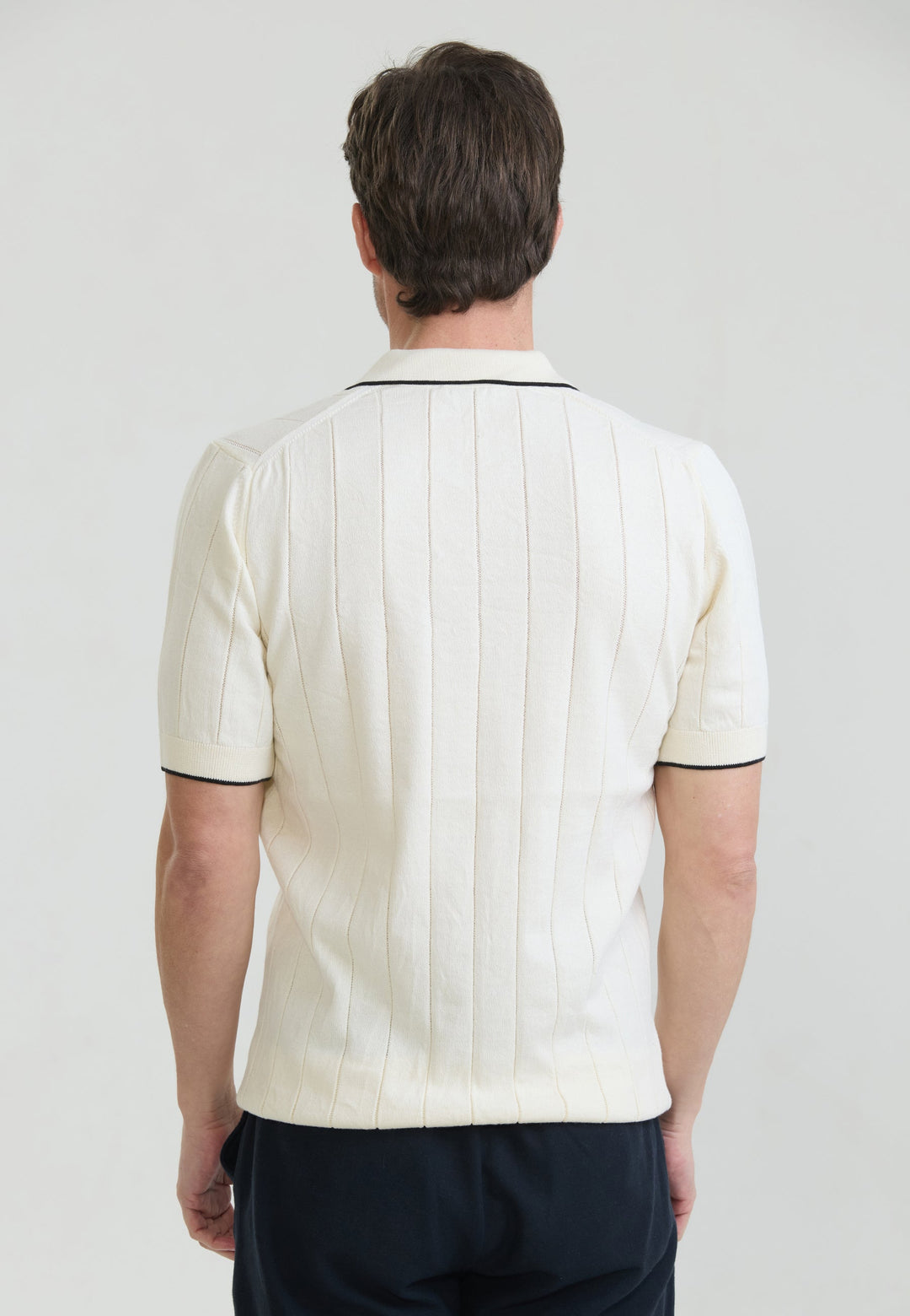 Felix Hardy Homme Basique Polo T-Shirt Tricot Sans Boutons - Écru