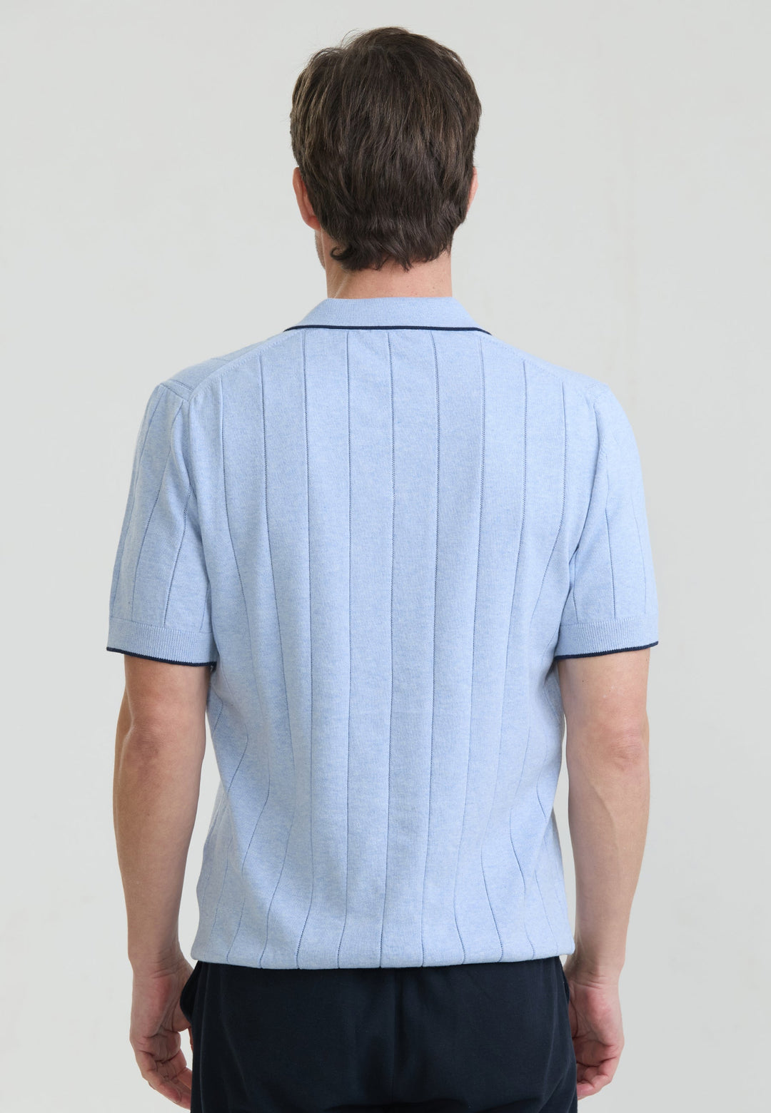 Felix Hardy T-shirt polo tricot sans boutons basique pour homme - Bleu