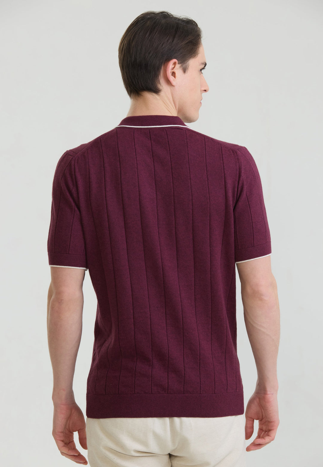 Felix Hardy T-shirt polo tricot sans boutons basique pour homme - Bordeaux