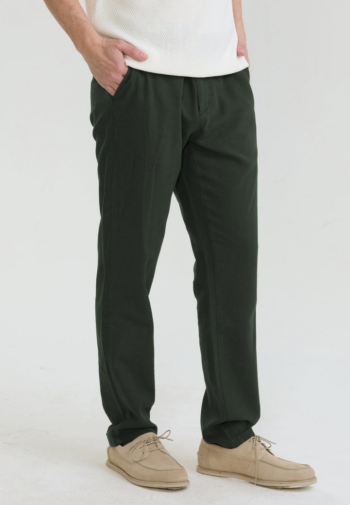 Felix Hardy Pantalon basique en mélange coton-lin pour homme - Kaki
