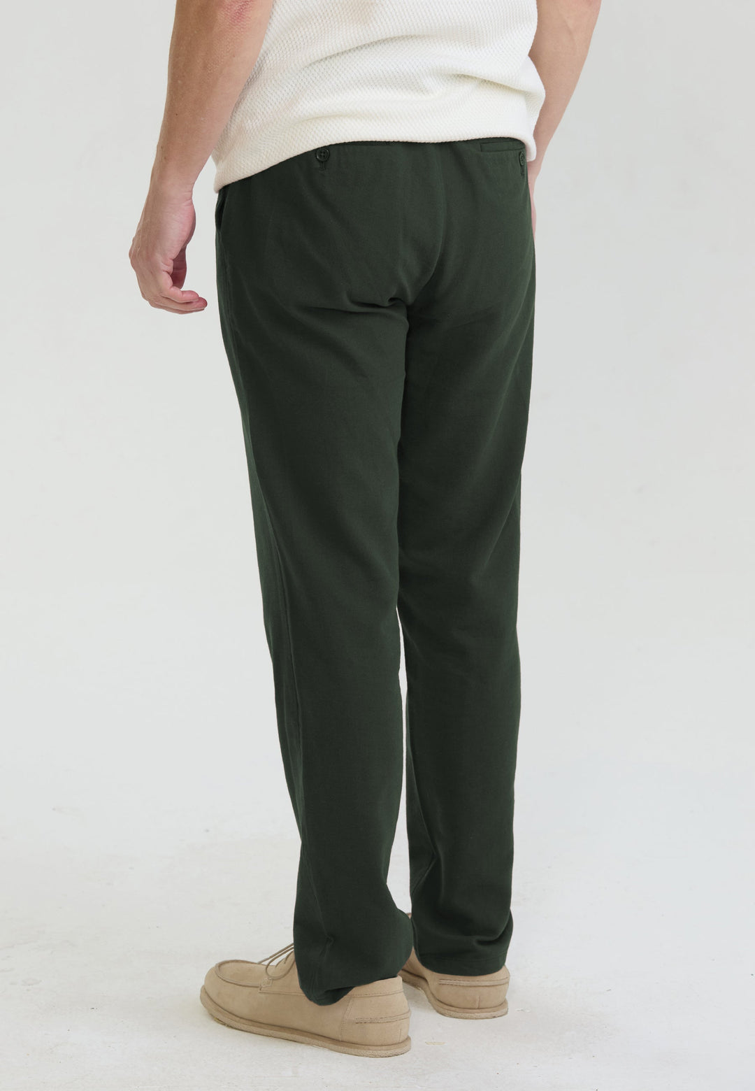 Felix Hardy Pantalon basique en mélange coton-lin pour homme - Kaki