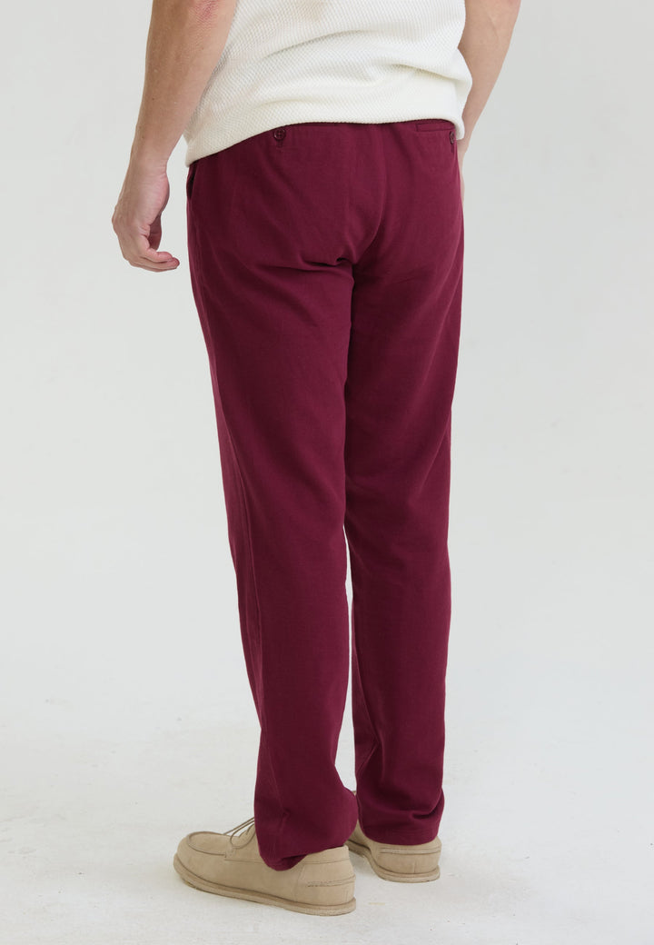 Felix Hardy Pantalon basique en mélange coton-lin pour homme - Bordeaux