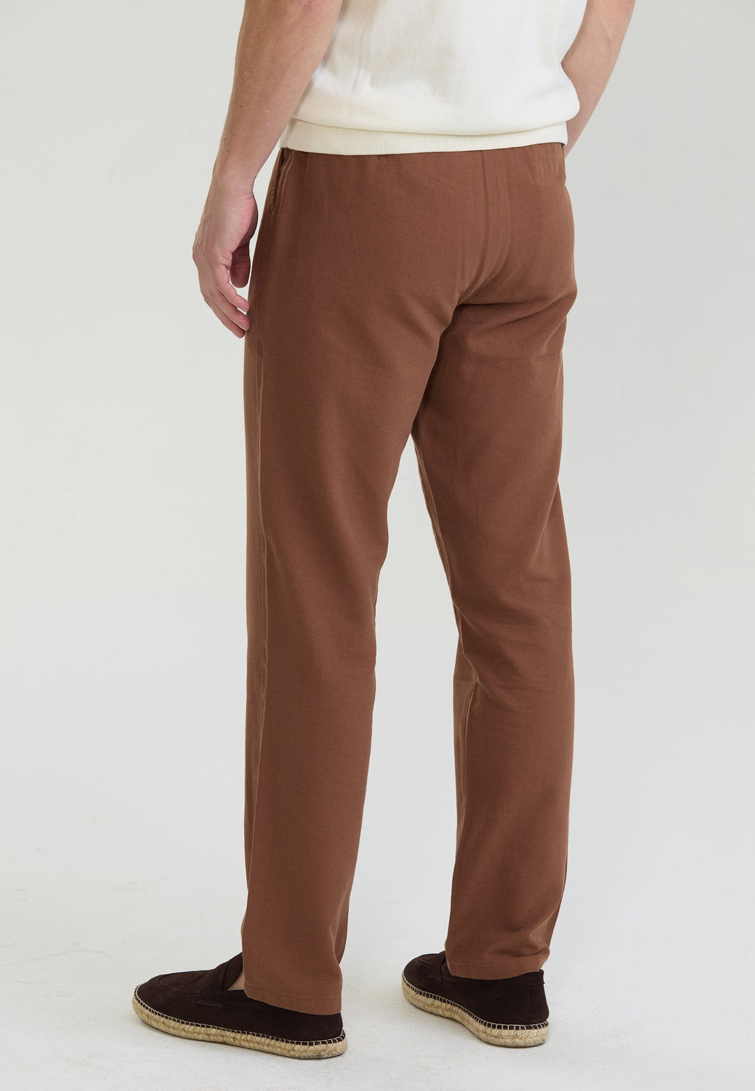 Felix Hardy Pantalon basique en mélange coton-lin pour homme - Marron