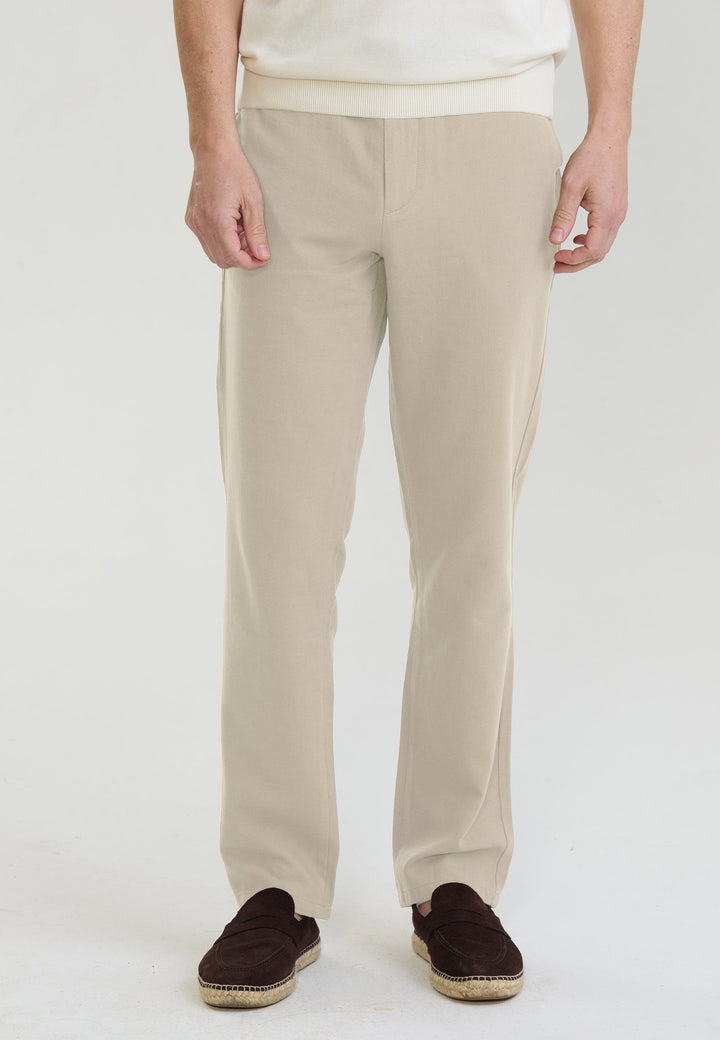 Felix Hardy Pantalon basique en mélange coton-lin pour homme - Pierre