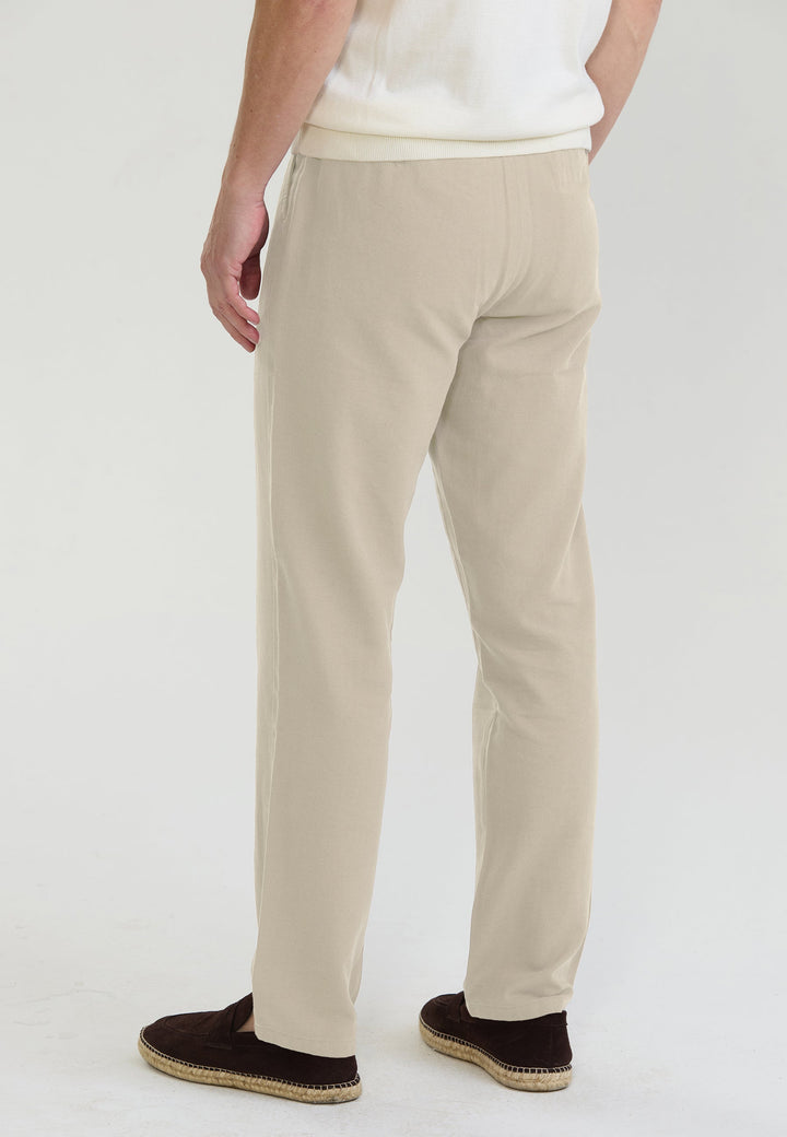 Felix Hardy Pantalon basique en mélange coton-lin pour homme - Pierre