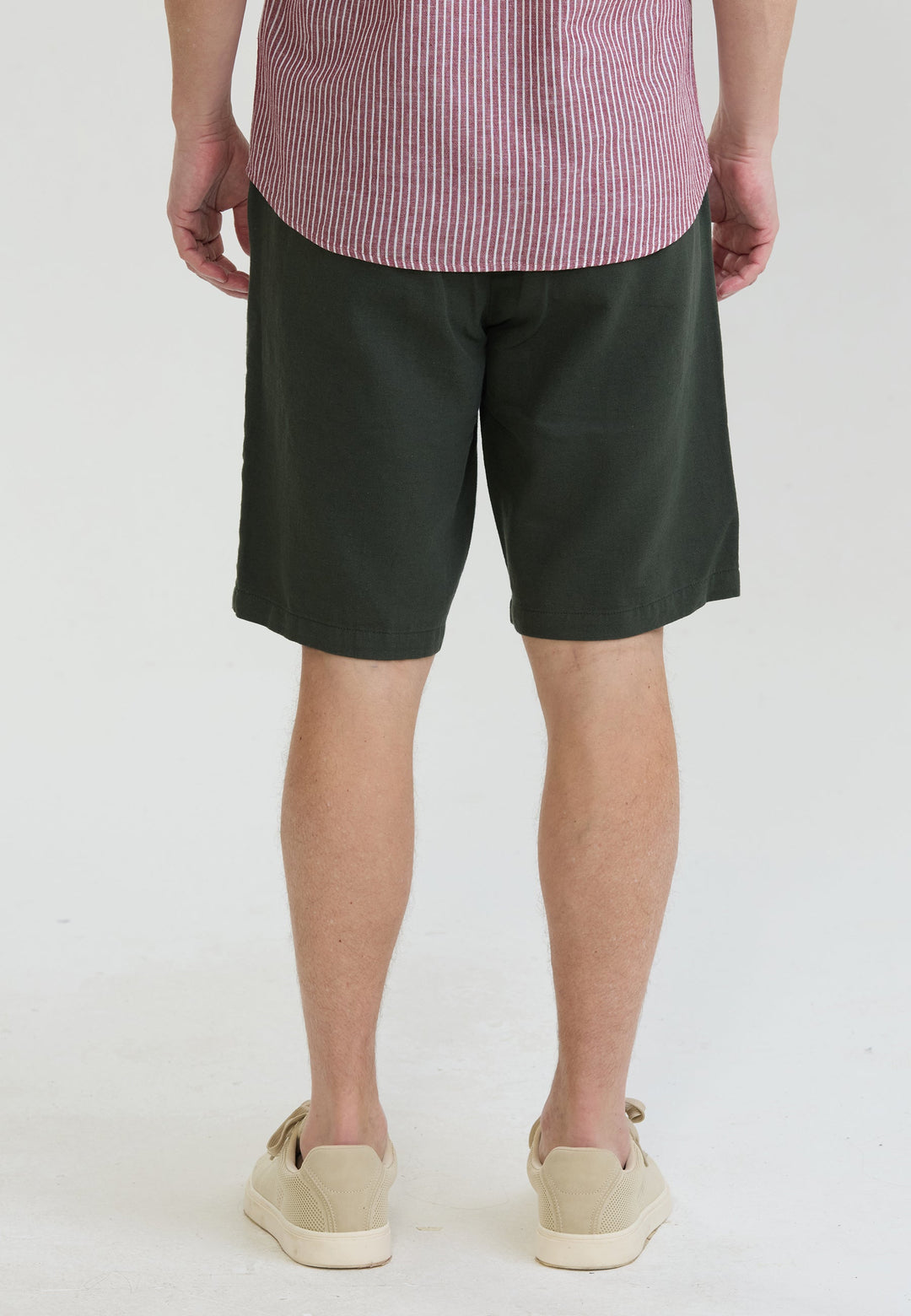 Felix Hardy Short basique en mélange coton-lin pour homme - Kaki