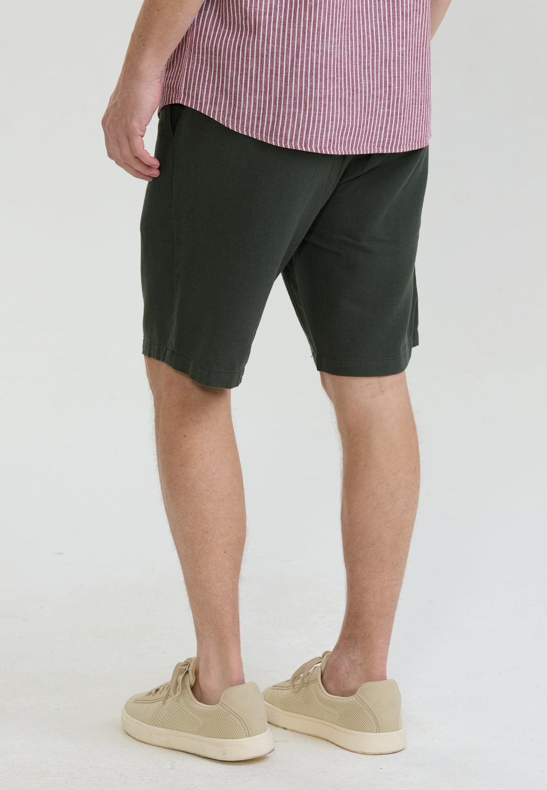 Felix Hardy Short basique en mélange coton-lin pour homme - Kaki
