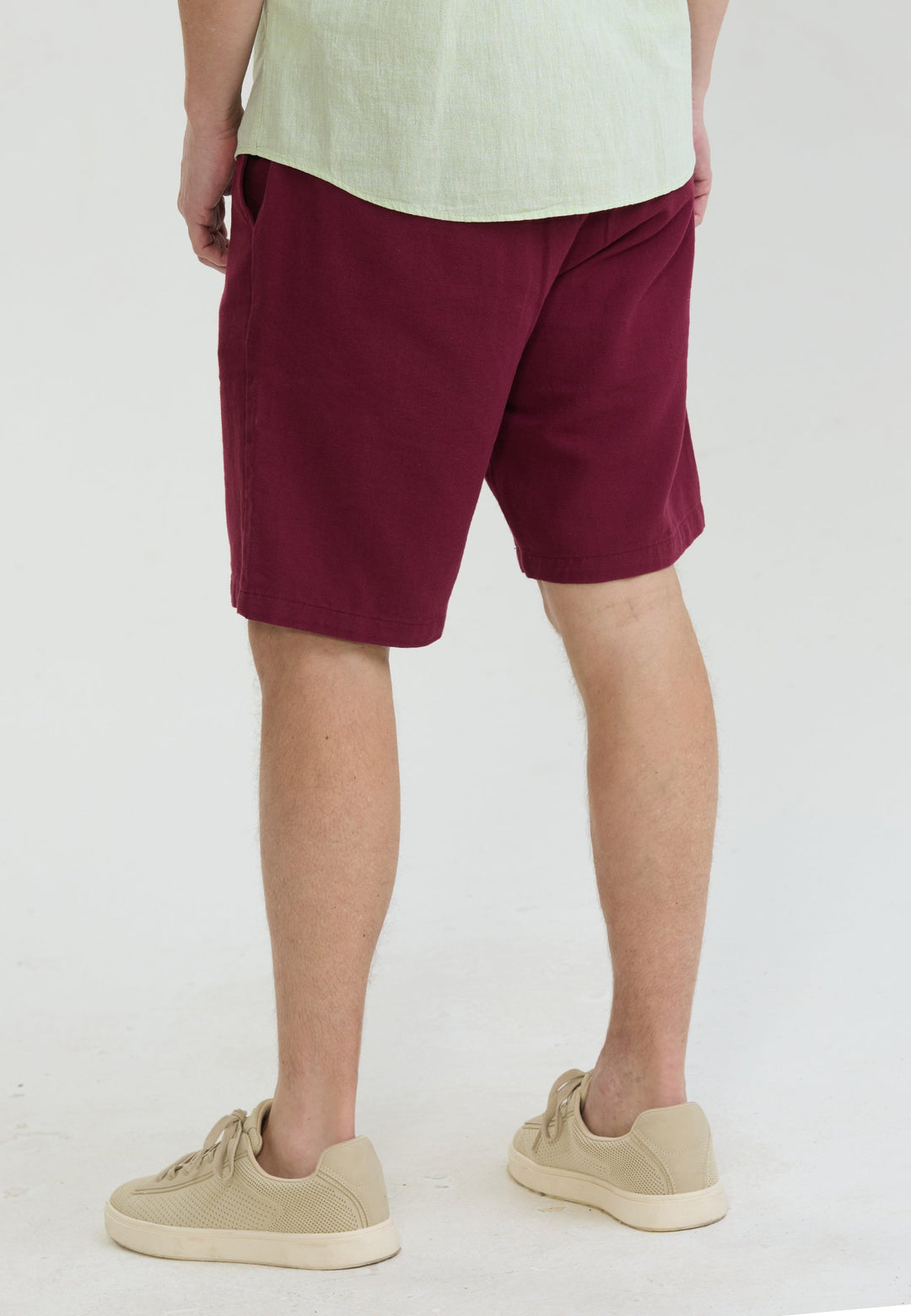Felix Hardy Short basique en mélange coton-lin pour homme - Bordeaux