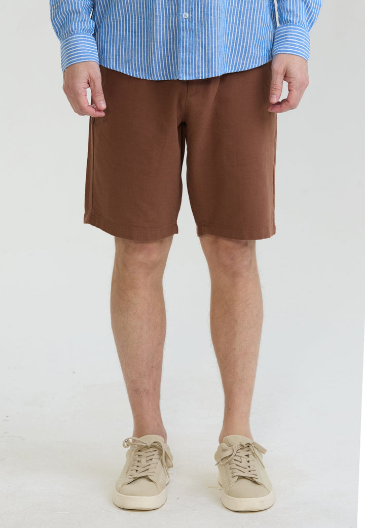 Felix Hardy Short basique en mélange coton-lin pour homme - Marron