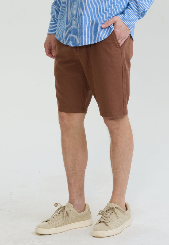Felix Hardy Short basique en mélange coton-lin pour homme - Marron