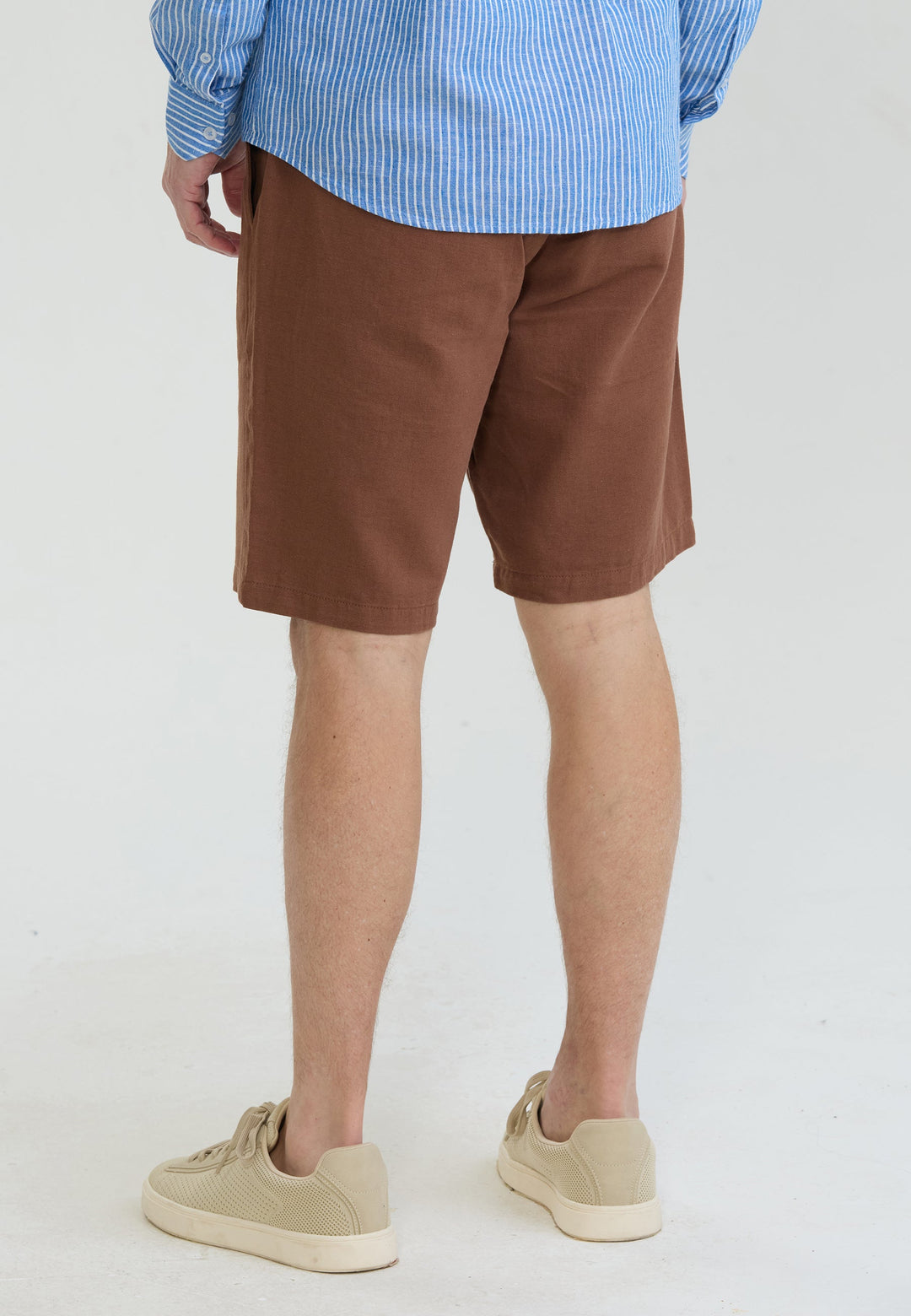 Felix Hardy Short basique en mélange coton-lin pour homme - Marron