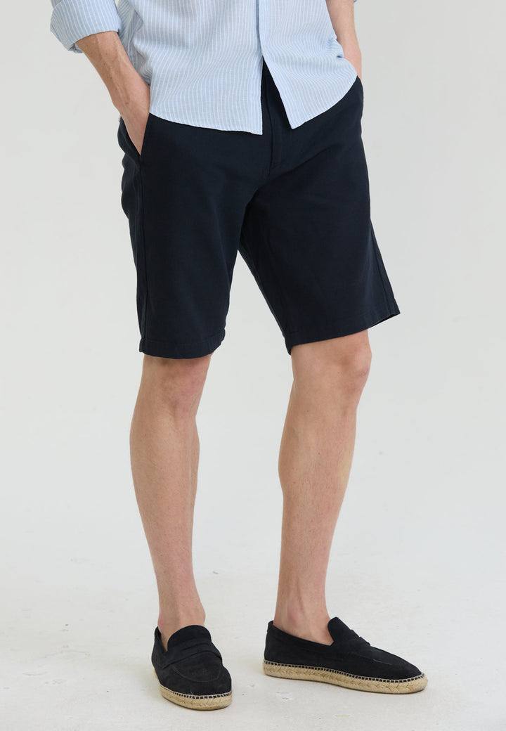 Felix Hardy Short basique en mélange coton-lin pour homme - Bleu marine