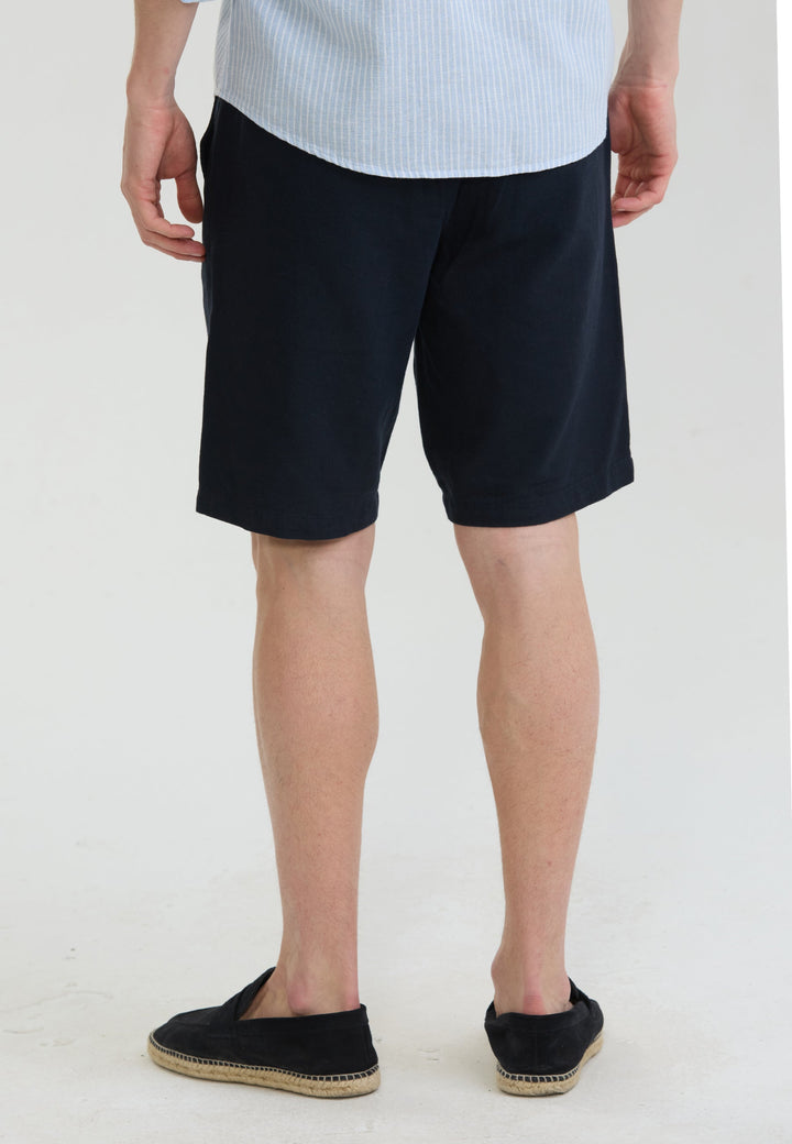 Felix Hardy Short basique en mélange coton-lin pour homme - Bleu marine