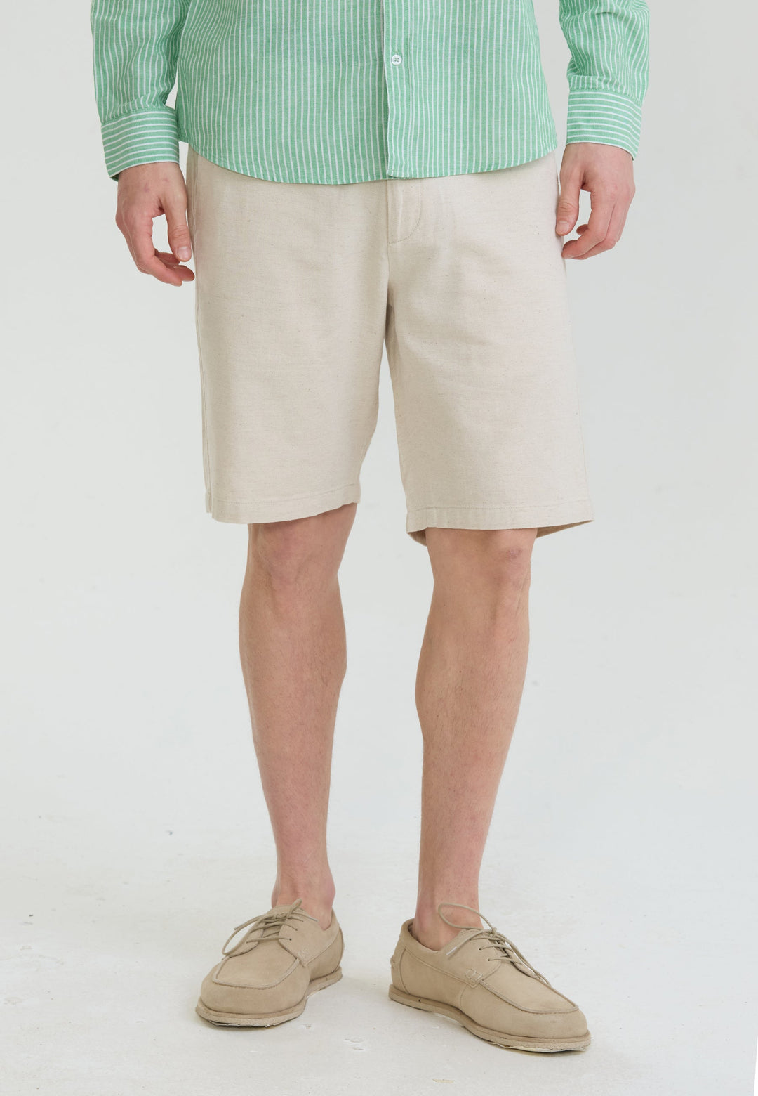 Felix Hardy Short basique en mélange coton-lin pour homme - Pierre