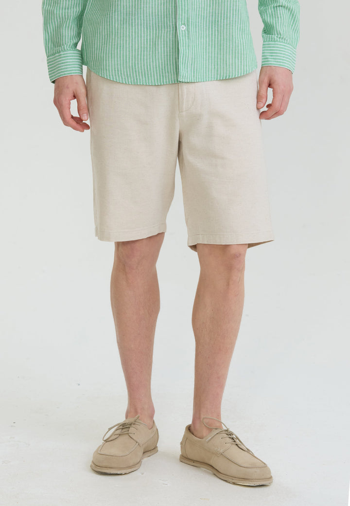 Felix Hardy Short basique en mélange coton-lin pour homme - Pierre