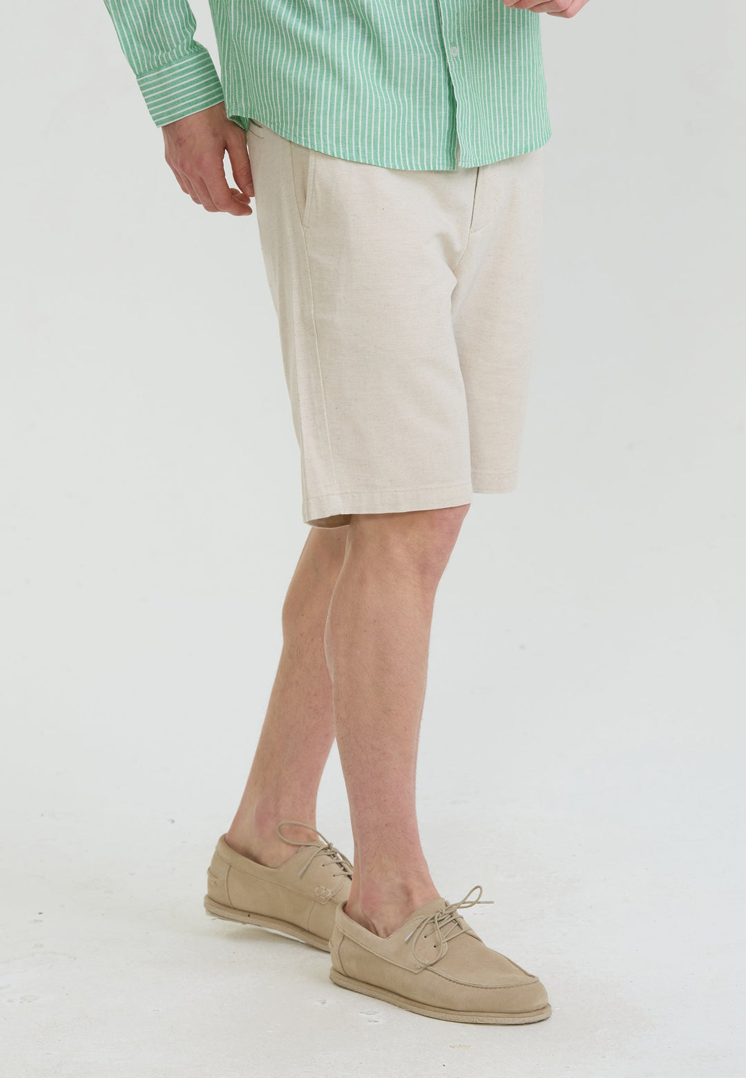 Felix Hardy Short basique en mélange coton-lin pour homme - Pierre