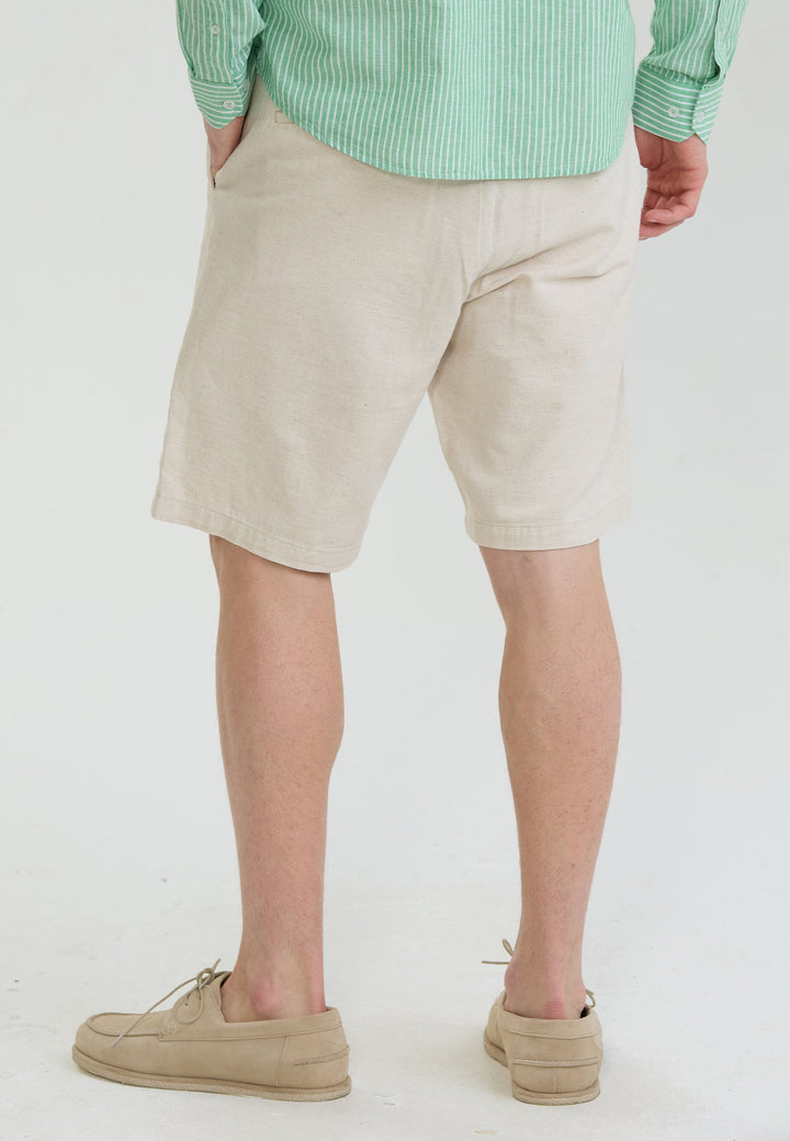 Felix Hardy Short basique en mélange coton-lin pour homme - Pierre