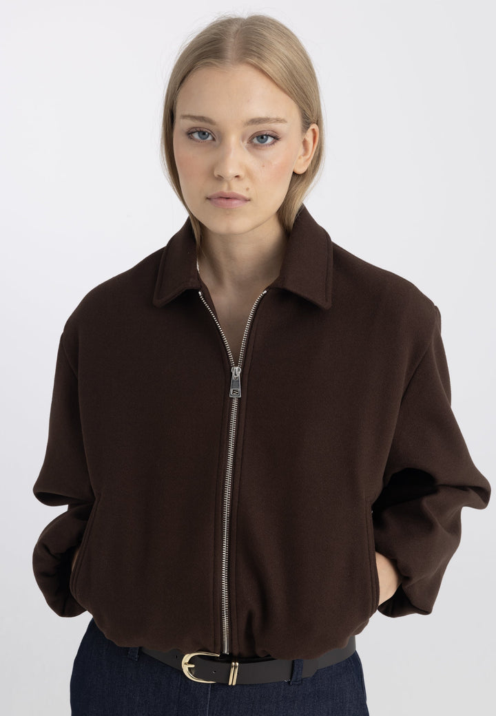 Felix Hardy Veste bomber zippée femme - Marron