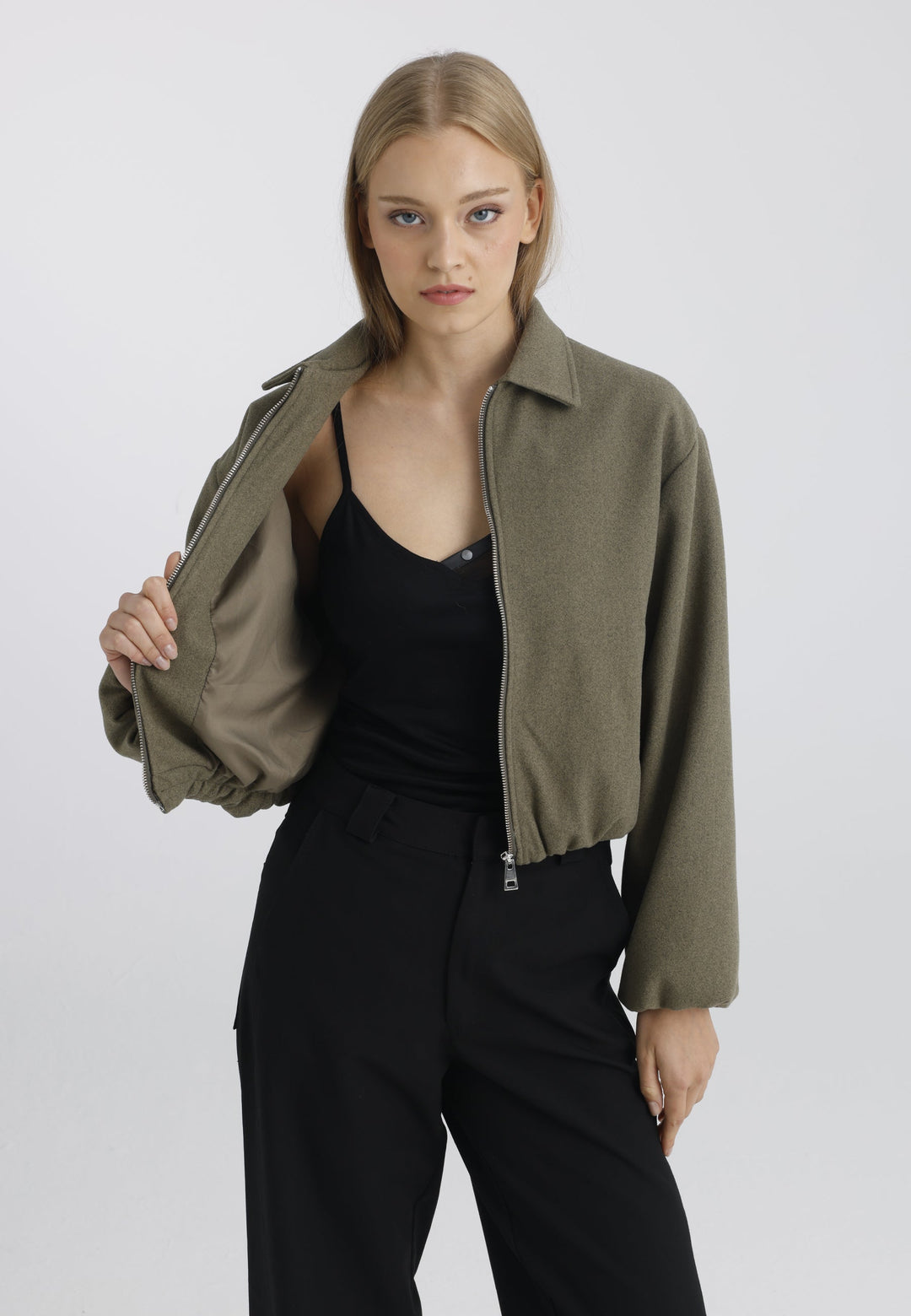Felix Hardy Veste bomber zippée femme - Kaki