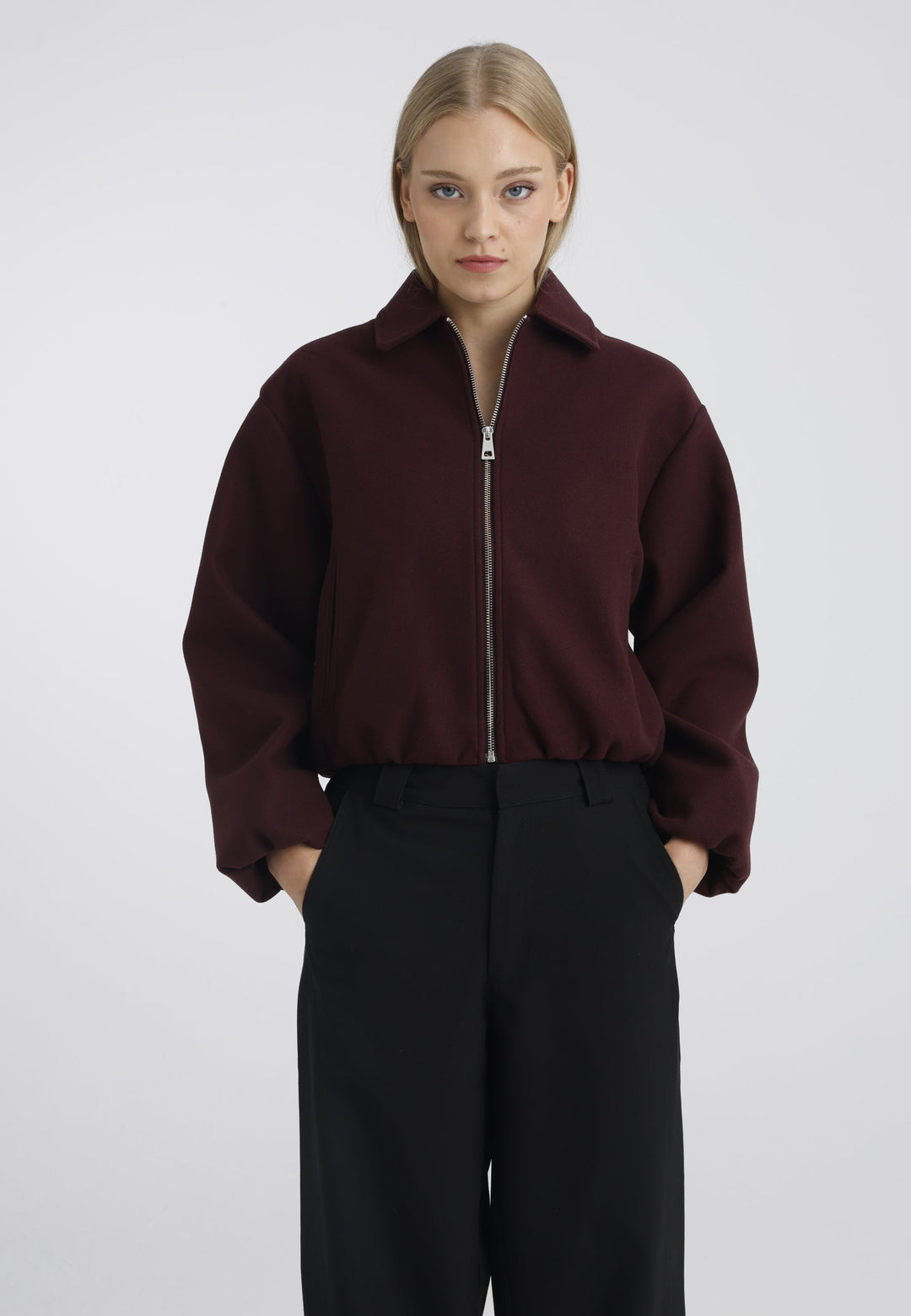 Felix Hardy Veste bomber zippée femme - Bordeaux