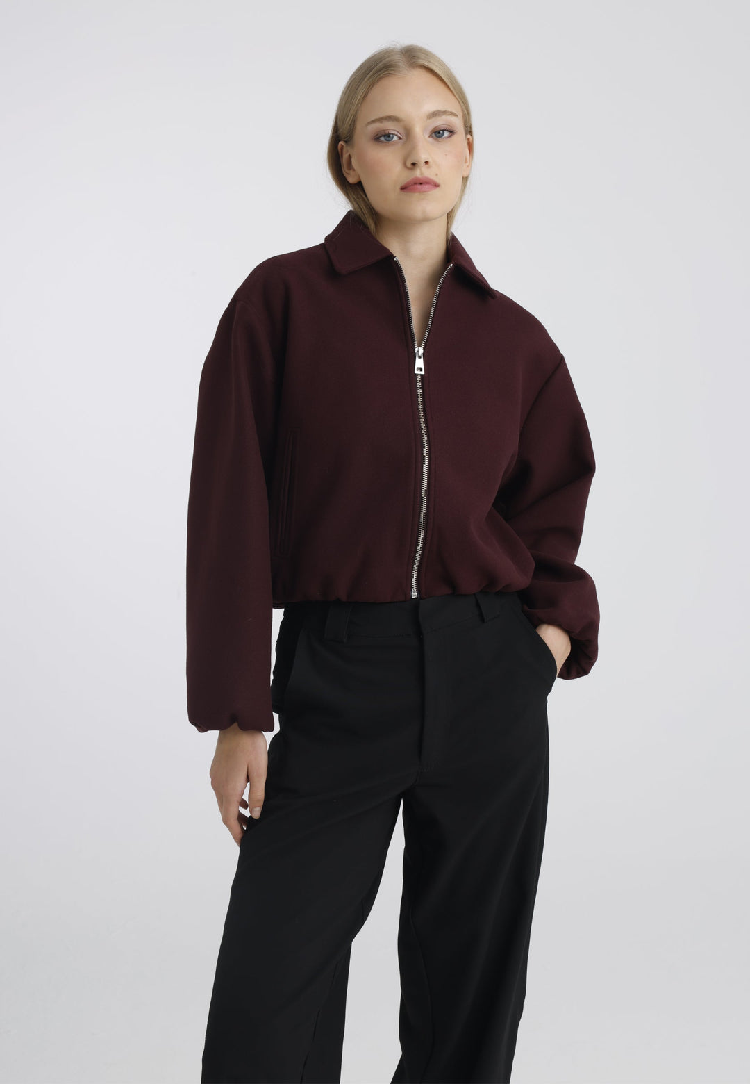 Felix Hardy Veste bomber zippée femme - Bordeaux