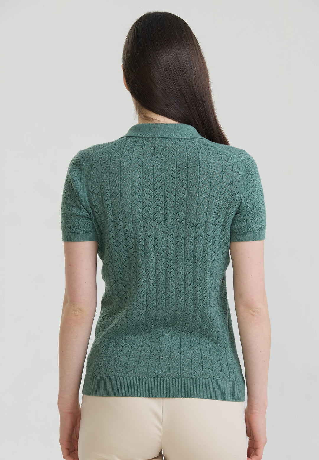 Felix Hardy T-shirt polo à boutons respirant perforé pour femme - Vert
