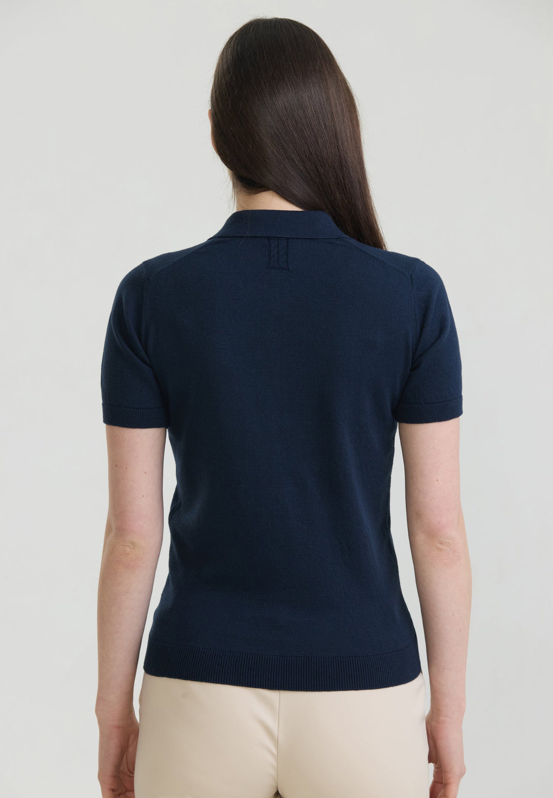 Felix Hardy T-shirt Polo Tricot Boutonné Basique Femme - Bleu marine