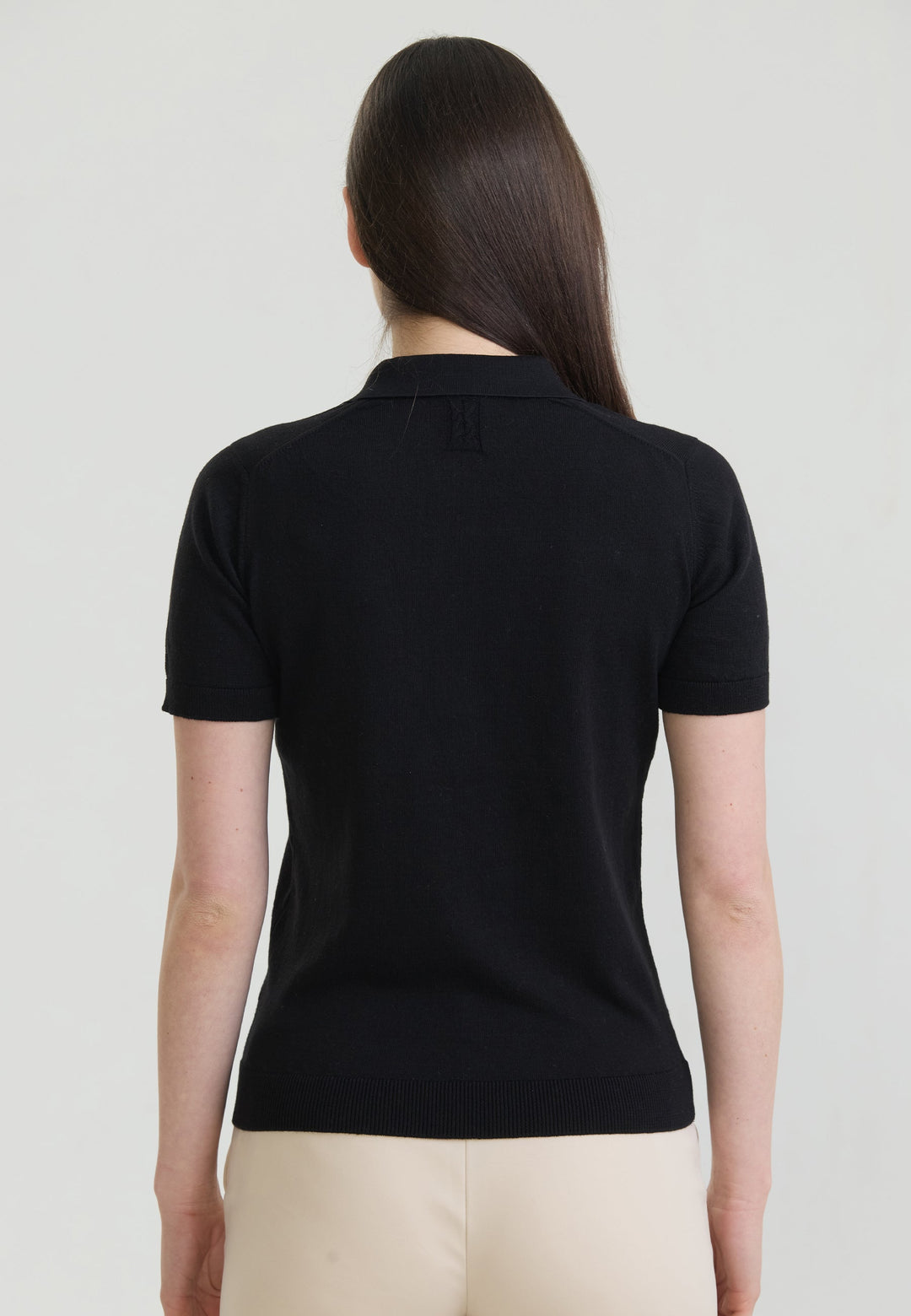Felix Hardy T-shirt Polo Tricot Boutonné Basique Femme - Noir