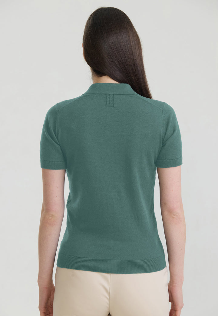 Felix Hardy T-shirt Polo Tricot Boutonné Basique Femme - Vert