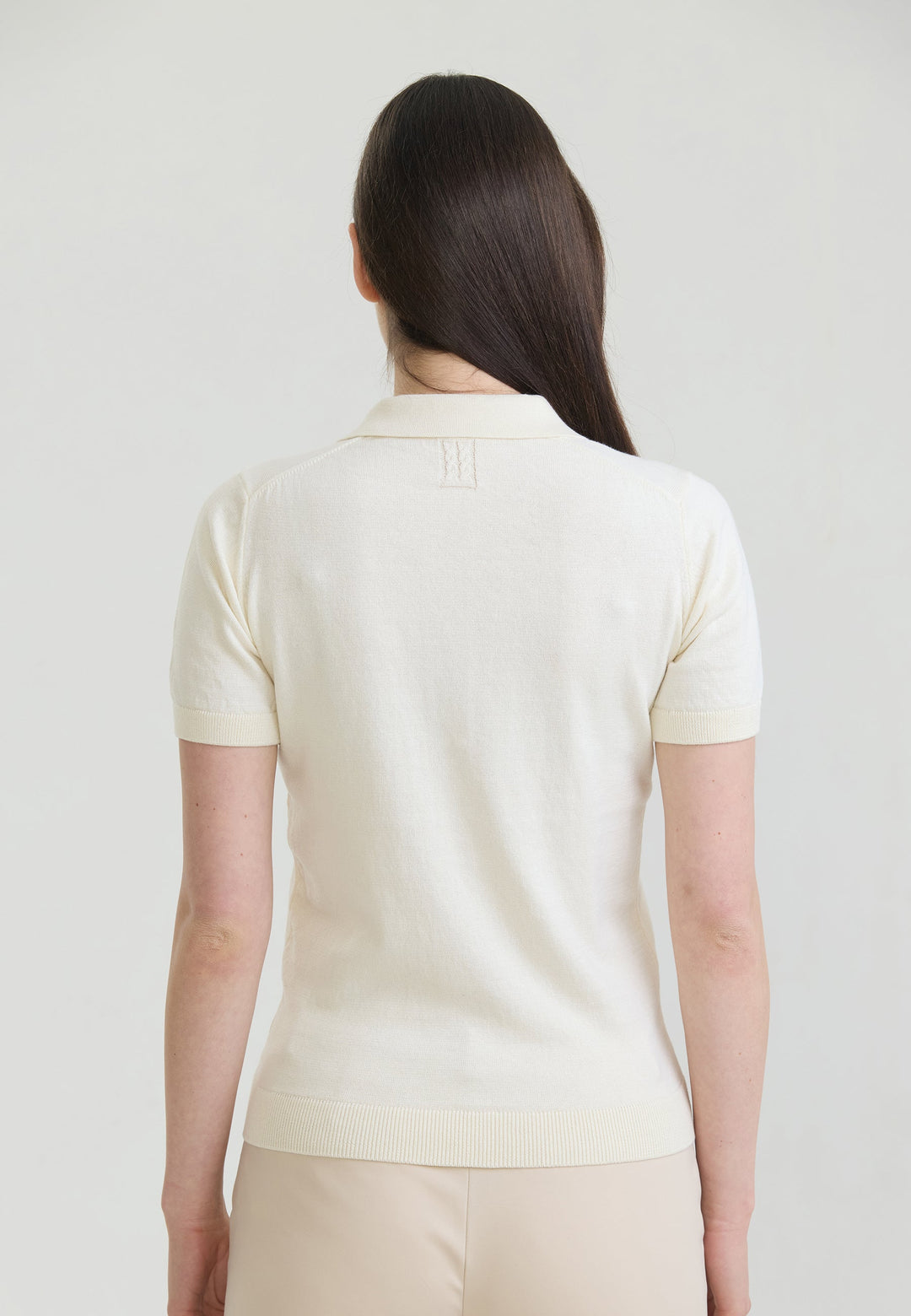 Felix Hardy T-shirt Polo Tricot Boutonné Basique Femme - Écru