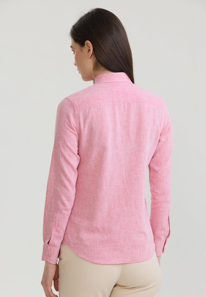 Felix Hardy Chemise à manches longues en lin mélangé pour femme - Rose