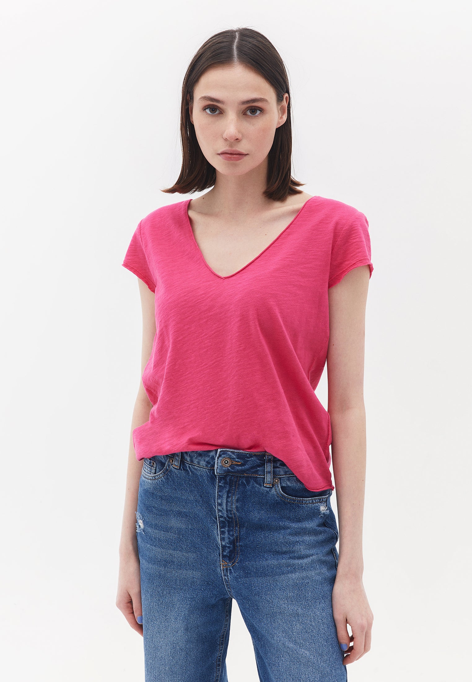 oxxo t-shirt femme rose col v