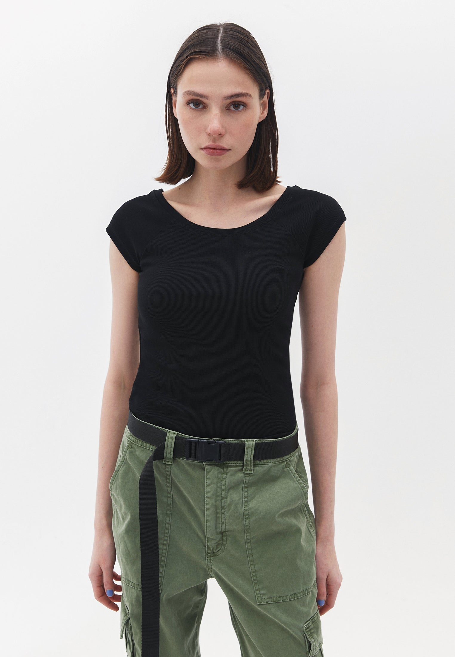 oxxo t-shirt femme noir col rond