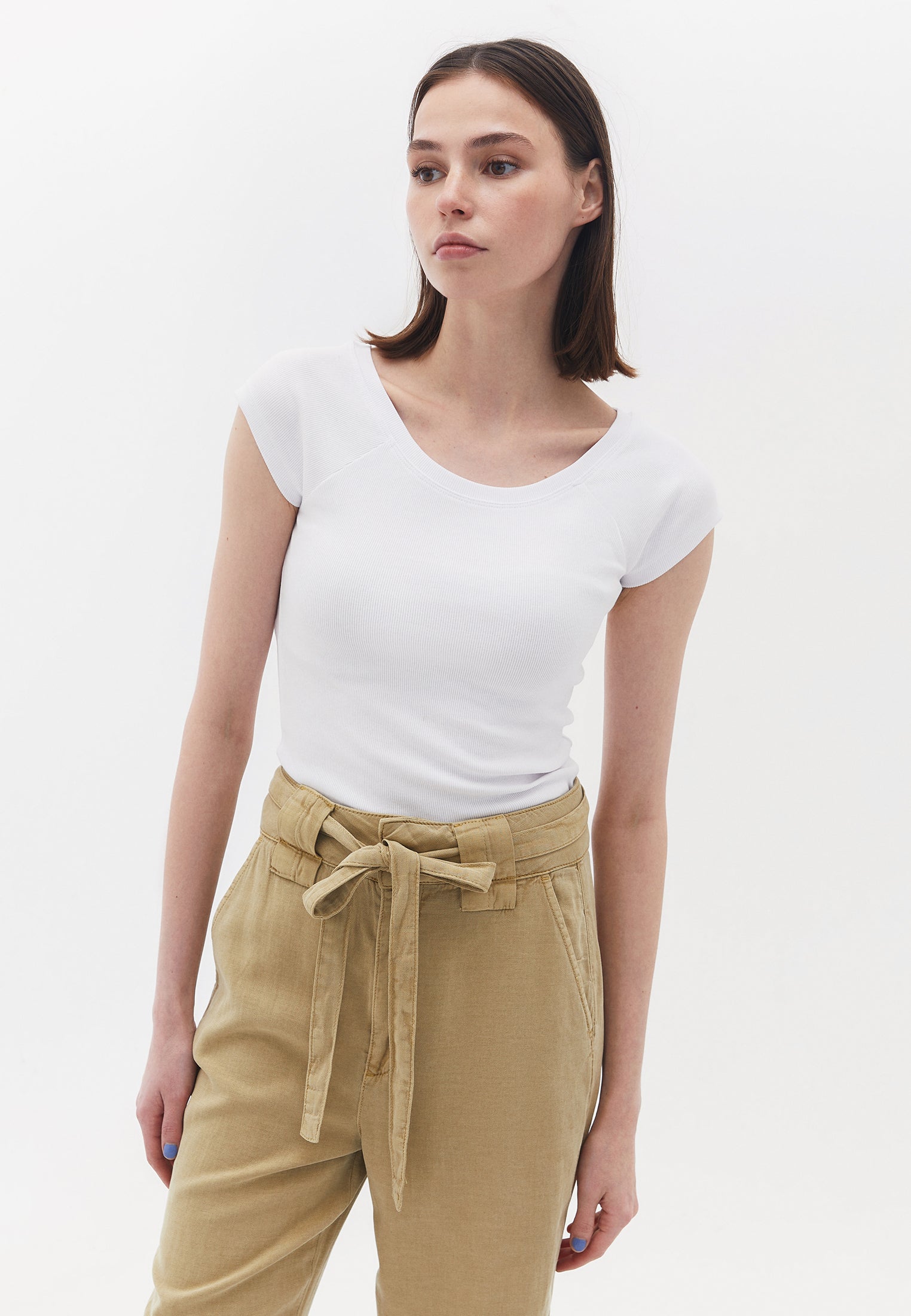 oxxo t-shirt femme blanc col rond
