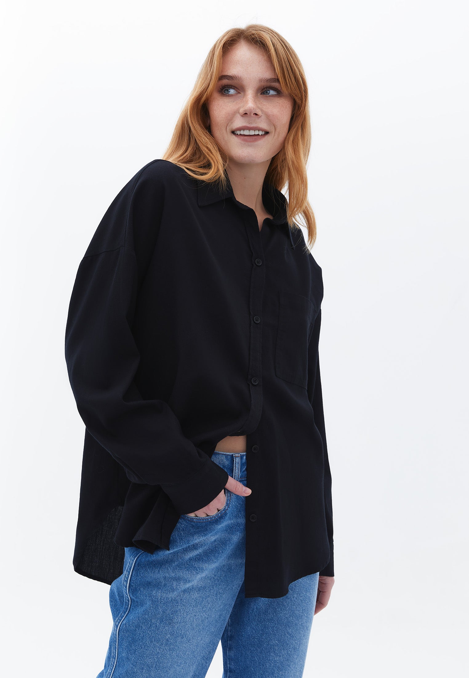 oxxo  chemise femme oversize - noir